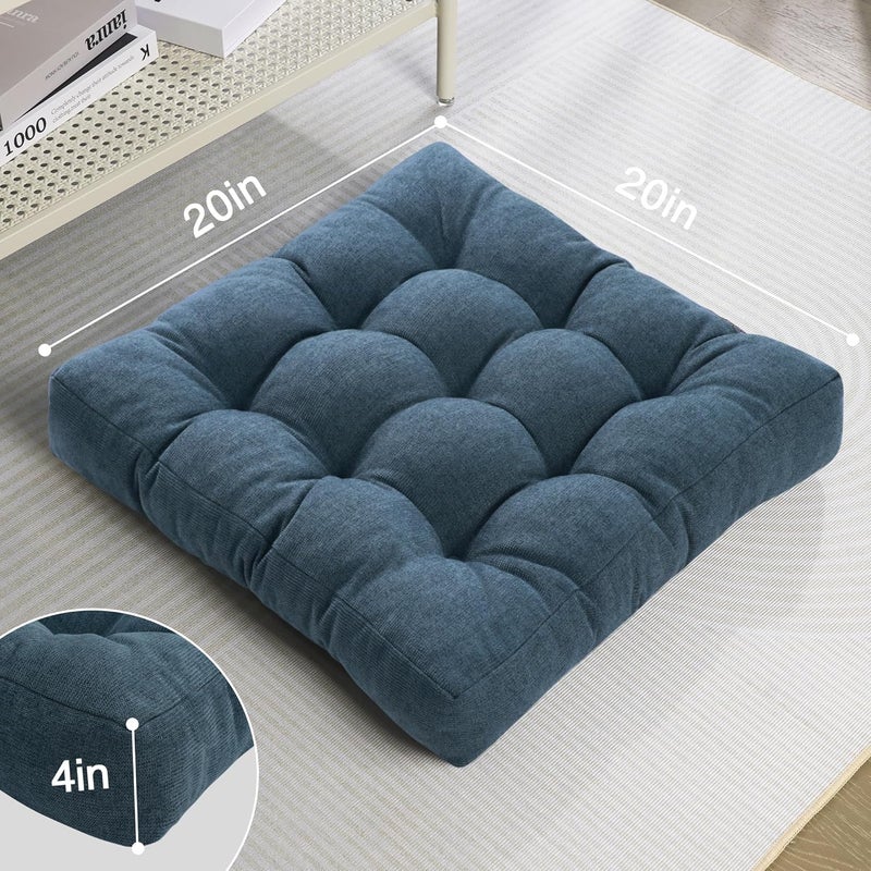 Tromlycs Floor Pillow Cushions for Adults Set of 2 Large Pillows for Floor Seating Square Gel Memory Foam 20 x 20 x 4 Inch Blue - Image 2